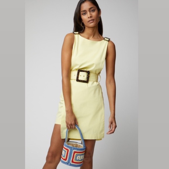 STAUD Radar Belted Dress Yellow - Picture 5 of 13